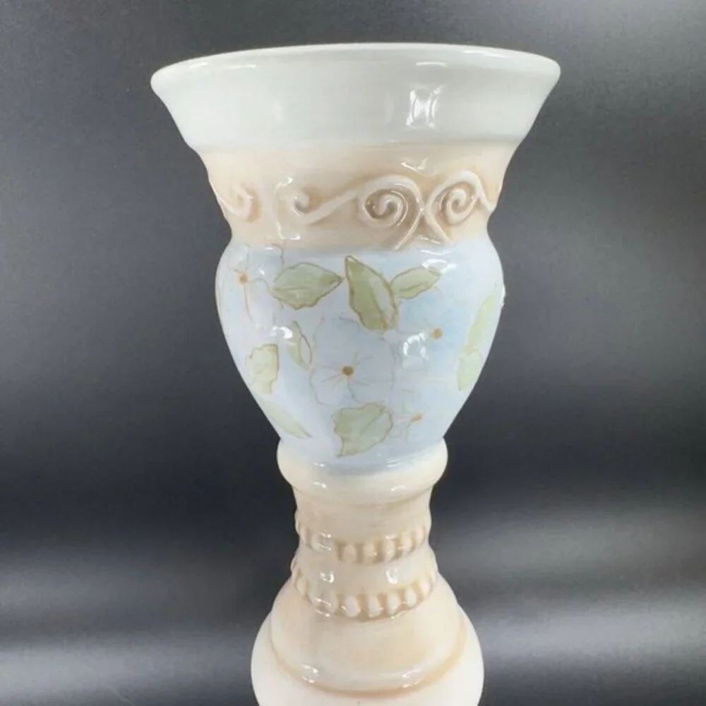Tracy Porter Hand Painted Pillar Candle‎ Stick Holder Set Ceramic Caldecott